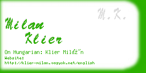 milan klier business card